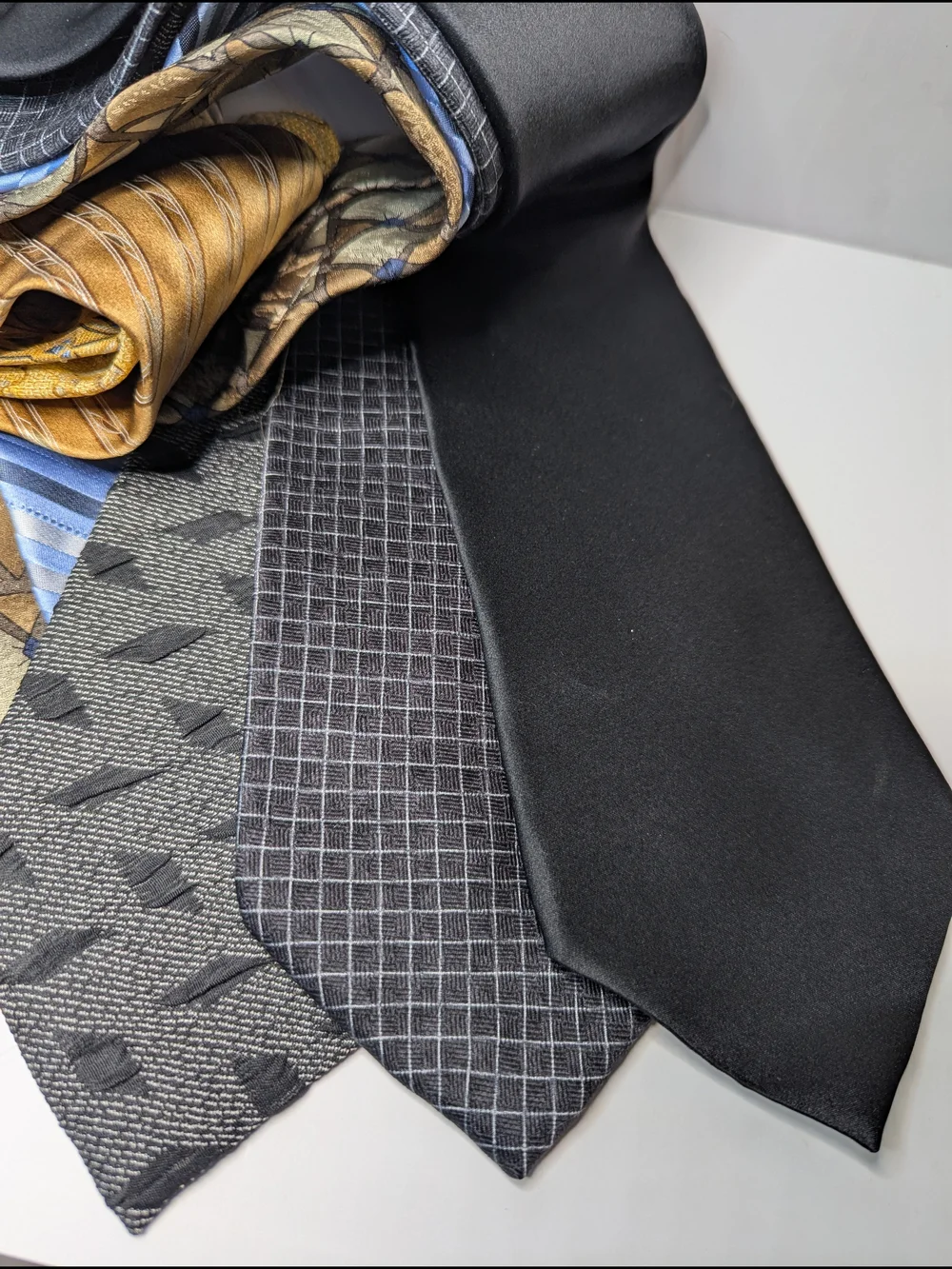 Men's Multi-Color Silk Necktie Set — Yellow, Blue, Brown & Black